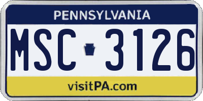 PA license plate MSC3126