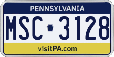PA license plate MSC3128