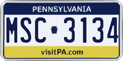 PA license plate MSC3134
