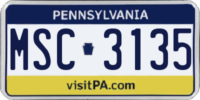 PA license plate MSC3135