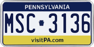 PA license plate MSC3136
