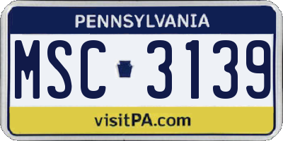 PA license plate MSC3139