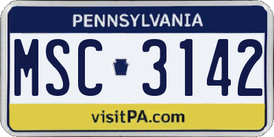 PA license plate MSC3142