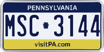 PA license plate MSC3144
