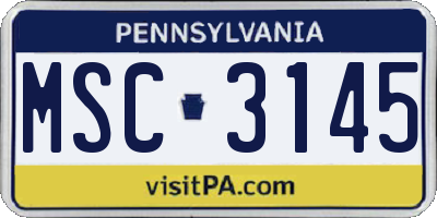 PA license plate MSC3145