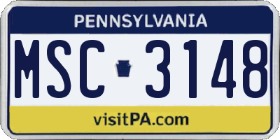 PA license plate MSC3148