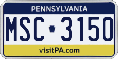 PA license plate MSC3150