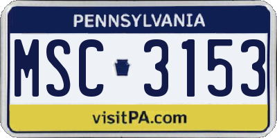 PA license plate MSC3153