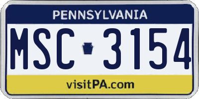 PA license plate MSC3154