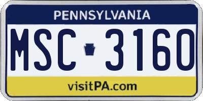 PA license plate MSC3160