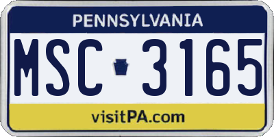 PA license plate MSC3165
