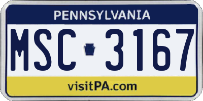 PA license plate MSC3167