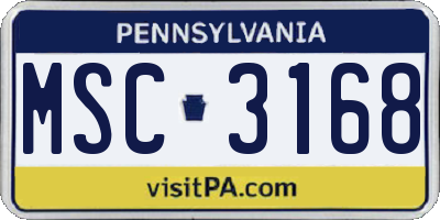 PA license plate MSC3168
