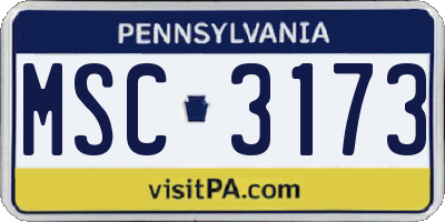 PA license plate MSC3173