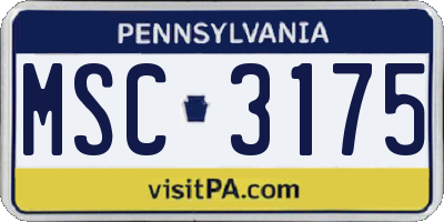 PA license plate MSC3175