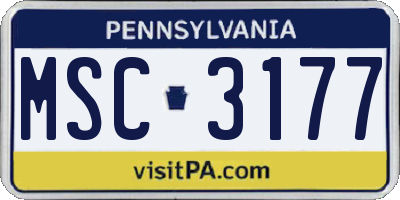 PA license plate MSC3177