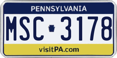 PA license plate MSC3178