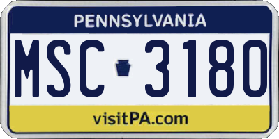 PA license plate MSC3180