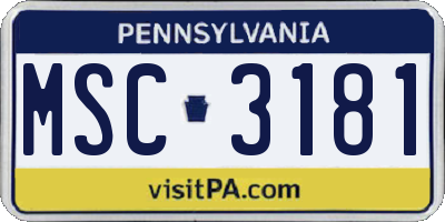 PA license plate MSC3181
