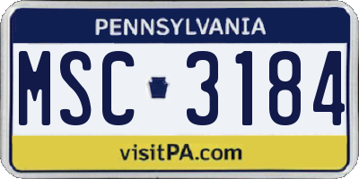 PA license plate MSC3184