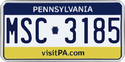 PA license plate MSC3185
