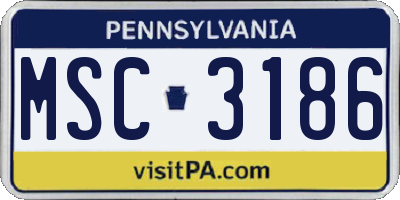 PA license plate MSC3186