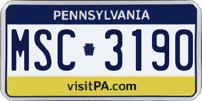 PA license plate MSC3190