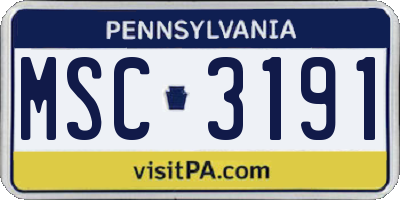 PA license plate MSC3191