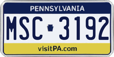 PA license plate MSC3192