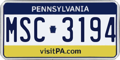 PA license plate MSC3194