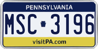 PA license plate MSC3196