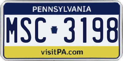 PA license plate MSC3198