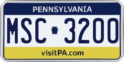 PA license plate MSC3200