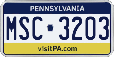 PA license plate MSC3203
