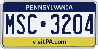 PA license plate MSC3204