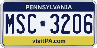 PA license plate MSC3206