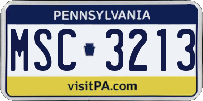 PA license plate MSC3213