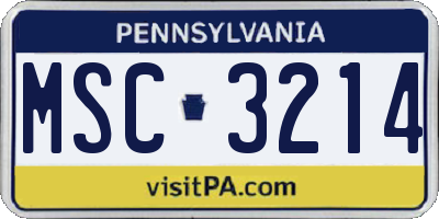 PA license plate MSC3214