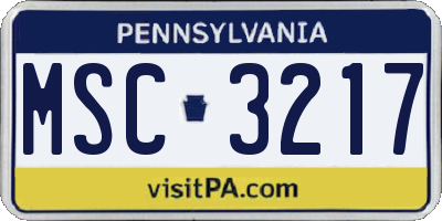 PA license plate MSC3217