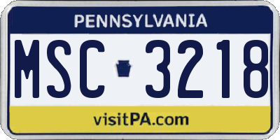 PA license plate MSC3218