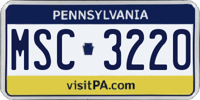 PA license plate MSC3220