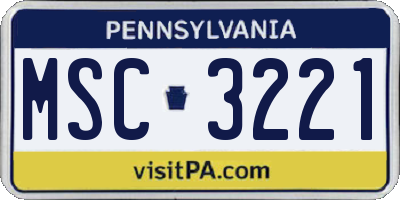 PA license plate MSC3221