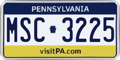 PA license plate MSC3225