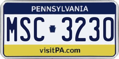 PA license plate MSC3230