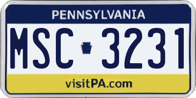 PA license plate MSC3231