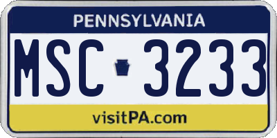 PA license plate MSC3233