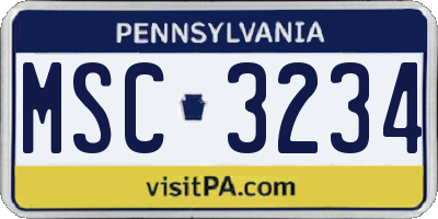 PA license plate MSC3234