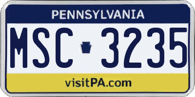 PA license plate MSC3235