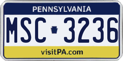 PA license plate MSC3236