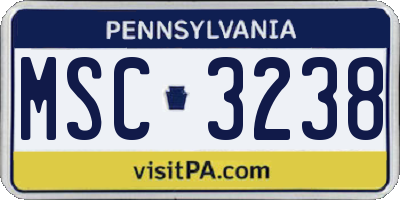 PA license plate MSC3238